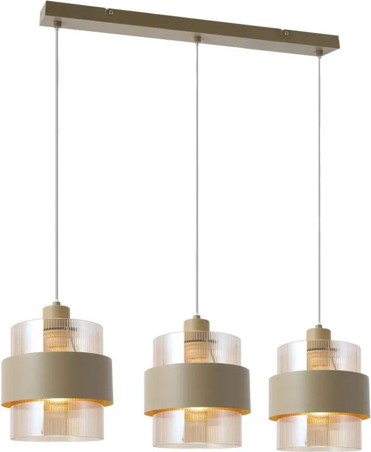 Lampadario a sospensione con cavo VALENTINO 3xE27/15W/230V beige/trasparente