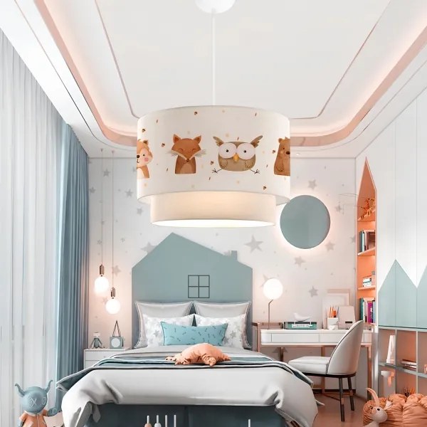 Lampadario per la cameretta CANDY 1xE27/40W/230V bianco/marrone