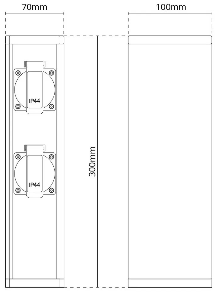 Colonnina con Prese elettriche da Giardino 30cm IP54 Alluminio - Corten