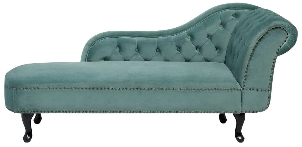 Chaise longue destra in velluto verde menta NIMES Beliani