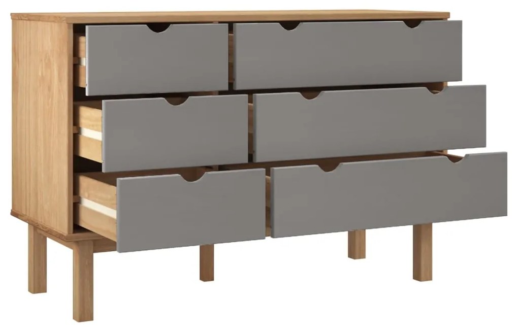 Cassettiera otta marrone e grigio 111x42x73,5 cm legno di pino