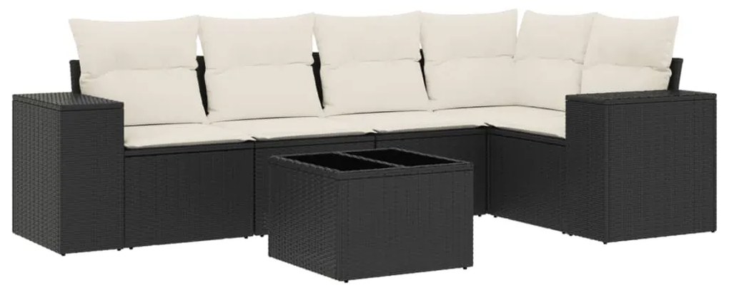 Set divano da giardino 6 pz con cuscini nero in polyrattan