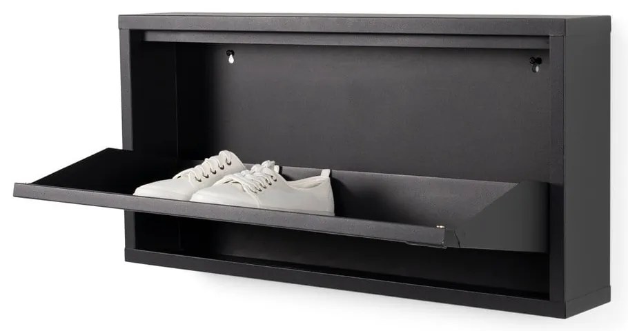 Scarpiera nera in metallo con ante ribaltabili 75x37,5x12,5 cm Billy – Spinder Design