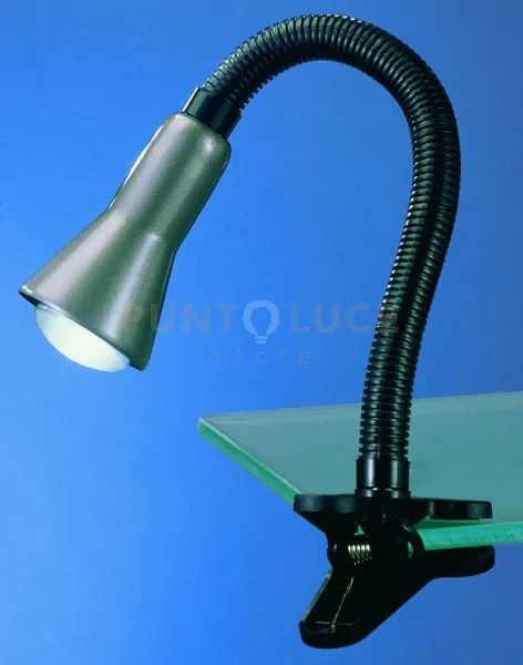 Flexo lampada con pinza flessibile + spot alluminio h.30cm 1 luce a...