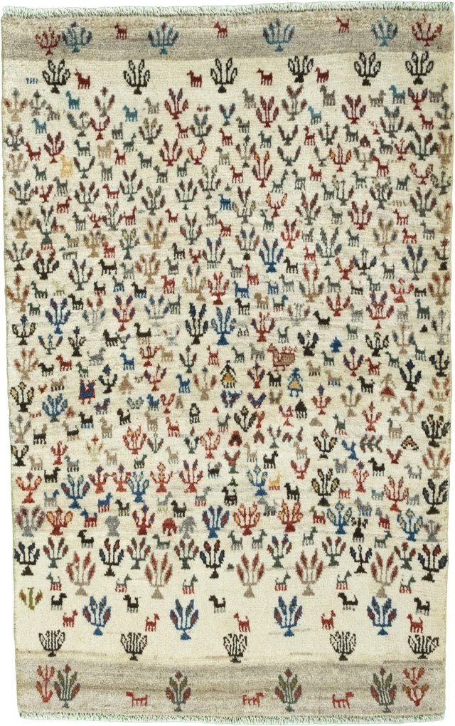 Gabbeh Tappeto 90 x 150 Beige (Iran) Annodato A Mano