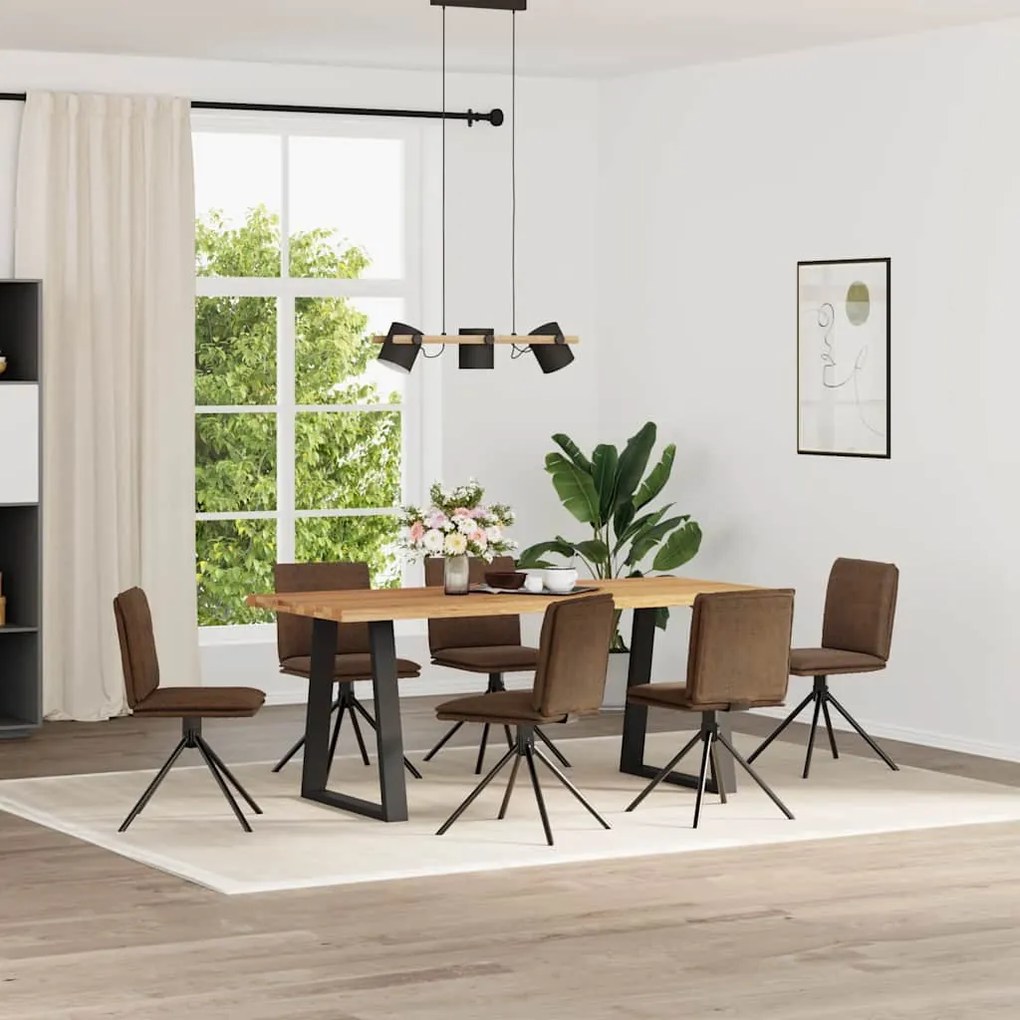 Sedie Da Pranzo 6 Pz Marroni İn Similpelle Scamosciata /