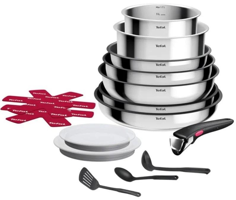 Tefal - Set di pentole da 15 pezzi INGENIO COOK in acciaio inox