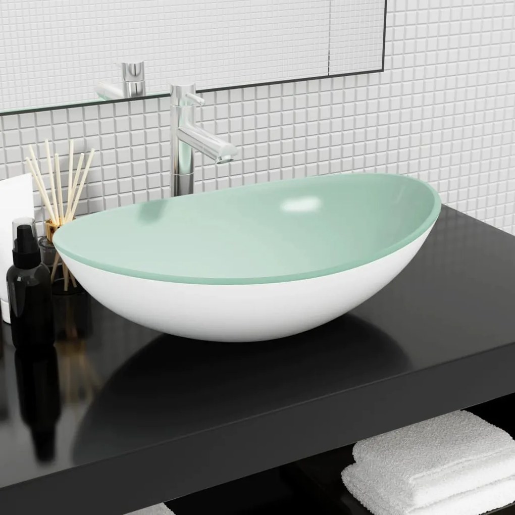 Lavandino İn Vetro Temperato 54,5x35x15,5 Cm Bianco /