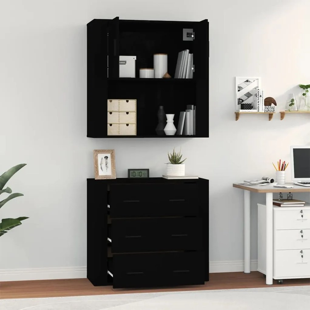 Credenza nera in legno multistrato