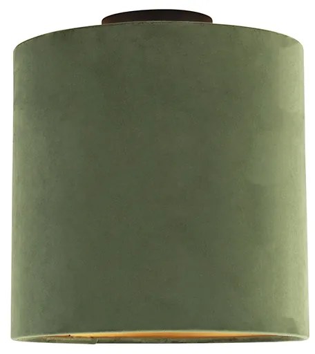 Plafoniera con paralume in velluto verde con oro 25 cm - Combi Black