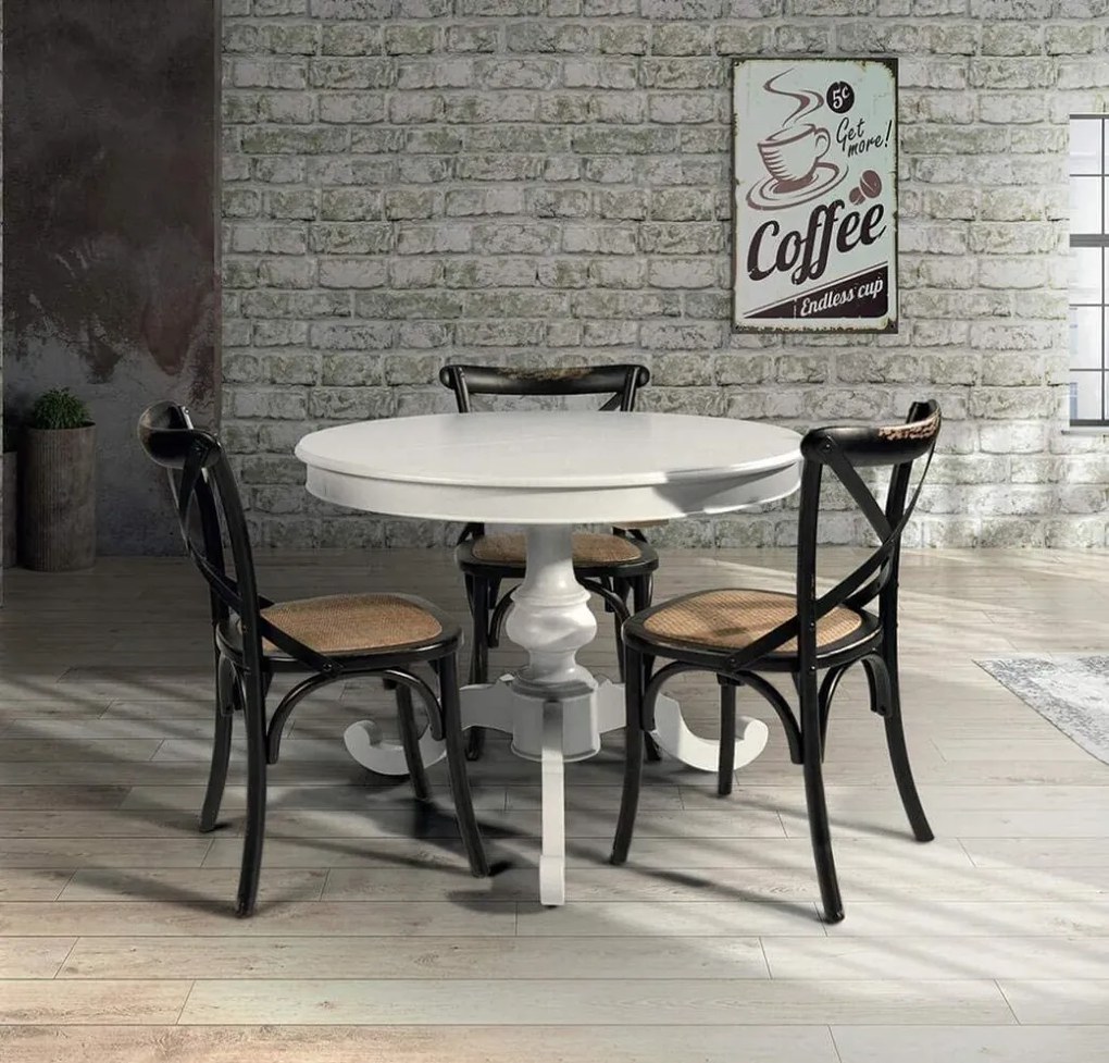 Tavolo rotondo ISOLA laccato bianco allungabile diametro 120 cm