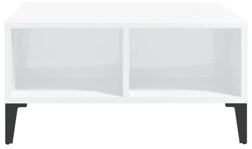 Tavolino da salotto bianco lucido 60x60x30 cm in truciolato