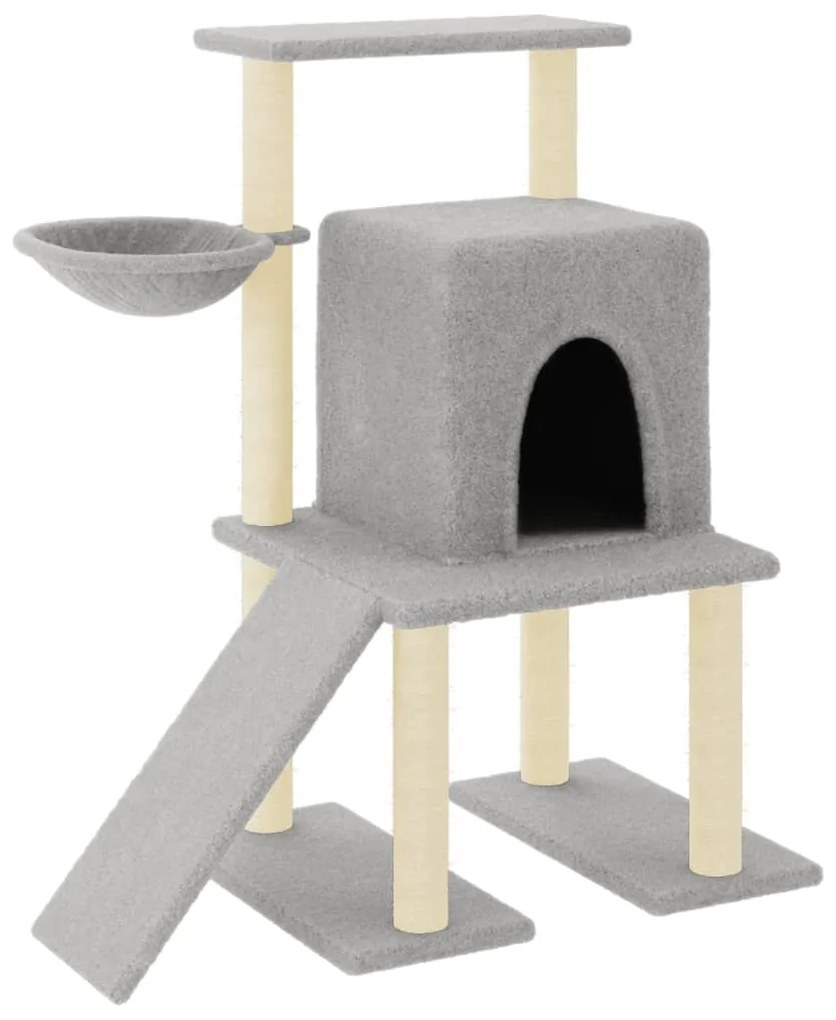 Albero per gatti con tiragraffi in sisal grigio chiaro 96,5 cm