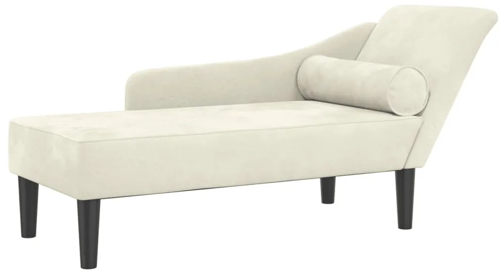 Chaise longue con cuscini crema in velluto