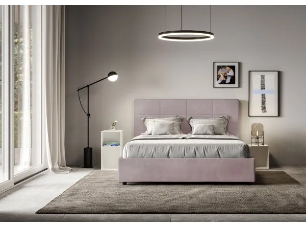 Letto contenitore da 160x200 in microfibra glicine Mika