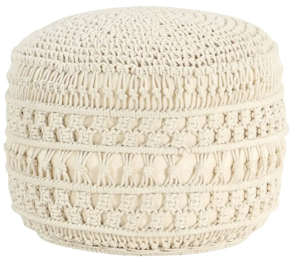 Pouf lavorato a mano in macramé 45x30 cm in cotone