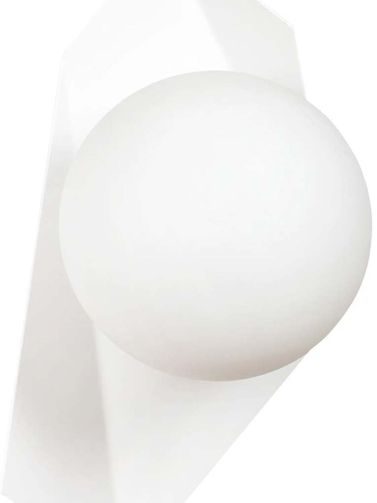 Applique Moderna 1 Luce Parvati In Acciaio Bianco E Sfera Vetro Opalino