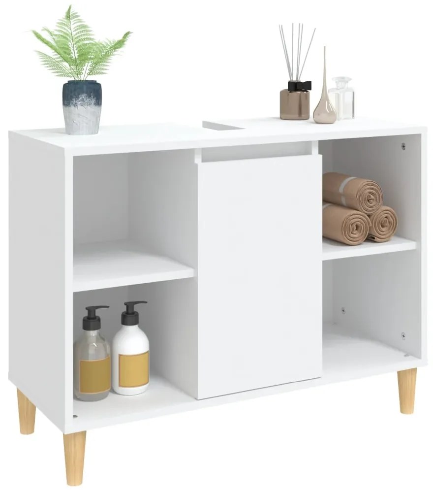 Mobile lavabo bianco 80x33x60 cm in legno multistrato