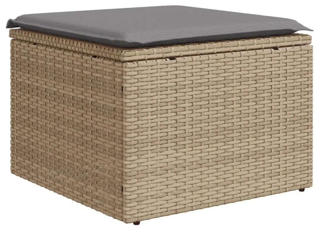 Sgabello giardino con cuscino beige 55x55x37 cm in polyrattan