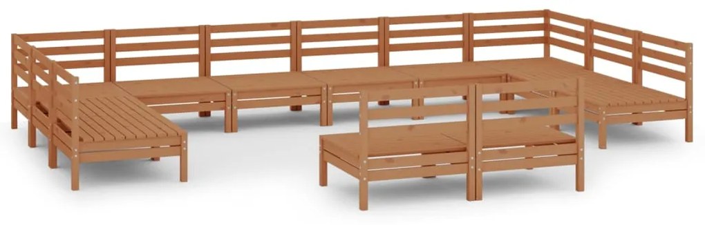 Set salotto da giardino 12 pz in legno massello di pino miele