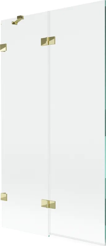 Mexen Lunar paravento per vasca da bagno a 2 ante sinistro 100 x 150 cm, trasparente, dorato - 897-100-100-50-00-L