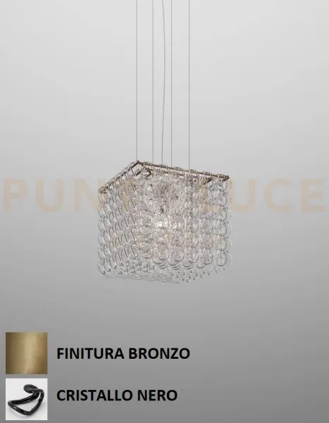 Giogali sospensione cub nero e bronzo opaco  3 luci attacco e27 in ...