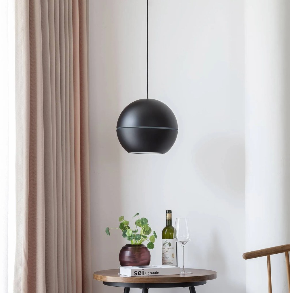 Lampada a sospensione Calantha Lucande, dimmerabile, Nero, Soggiorno / Sala da pranzo, Alluminio, Design, Lampada a sospensione