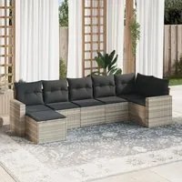 Set Divani da Giardino 7pz con Cuscini Grigio Chiaro Polyrattan 3219272