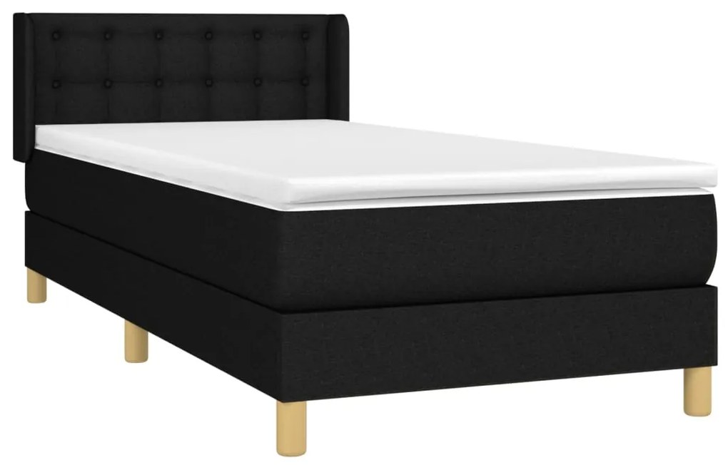 Giroletto a molle con materasso nero 90x190 cm in tessuto