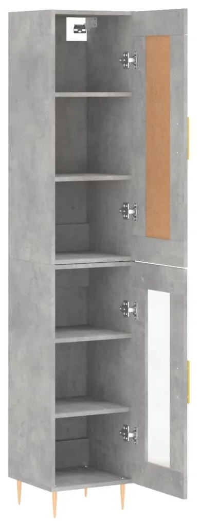 Credenza grigio cemento 34,5x34x180 cm in legno multistrato