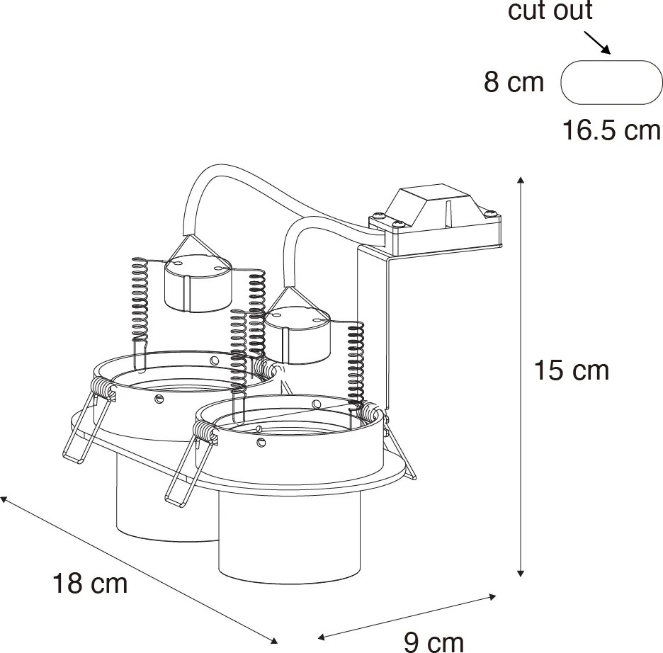 Set di 6 faretti da incasso bianchi a 2 luci GU10 50mm - Installa