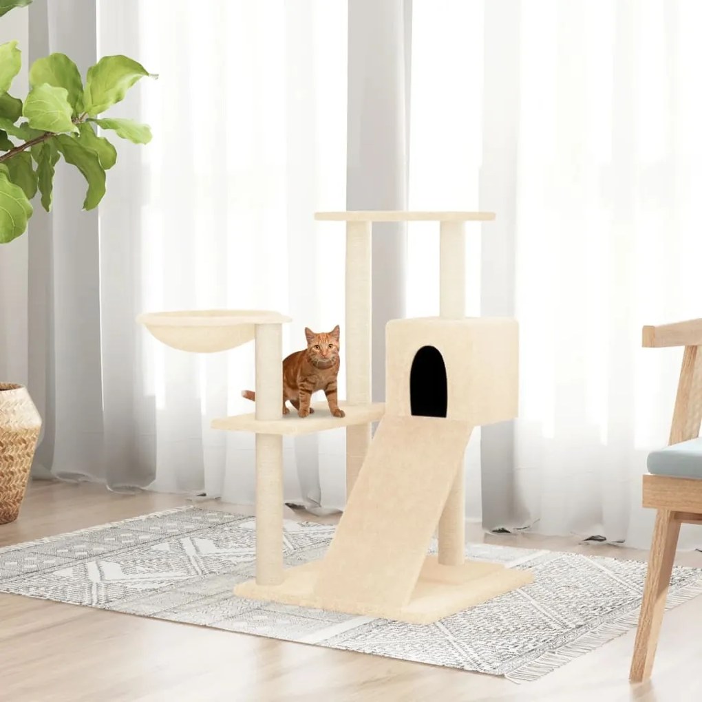 Albero Per Gatti Con Tiragraffi İn Sisal Crema 82 Cm /