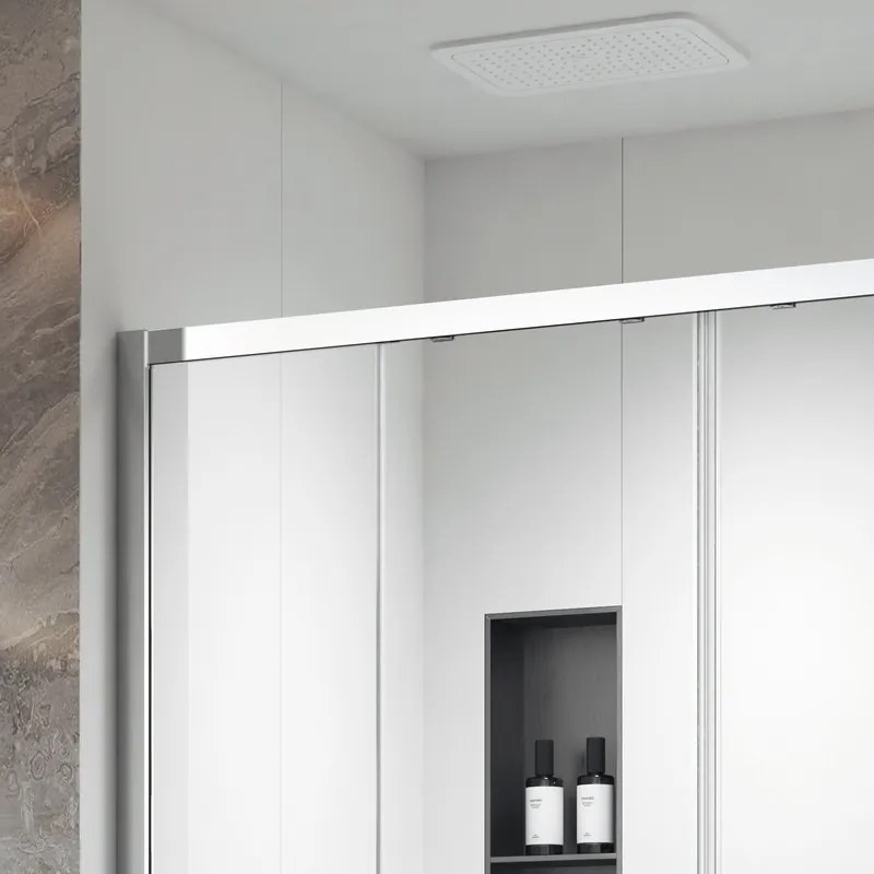 Kamalu - Porta doccia doppio scorrevole 160cm altezza 200cm finitura cromo| KZ6000