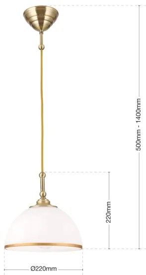Orion HL 6-1808/1 - Lampadario a sospensione con filo OLD LAMP 1xE27/40W/230V bianco/ottone