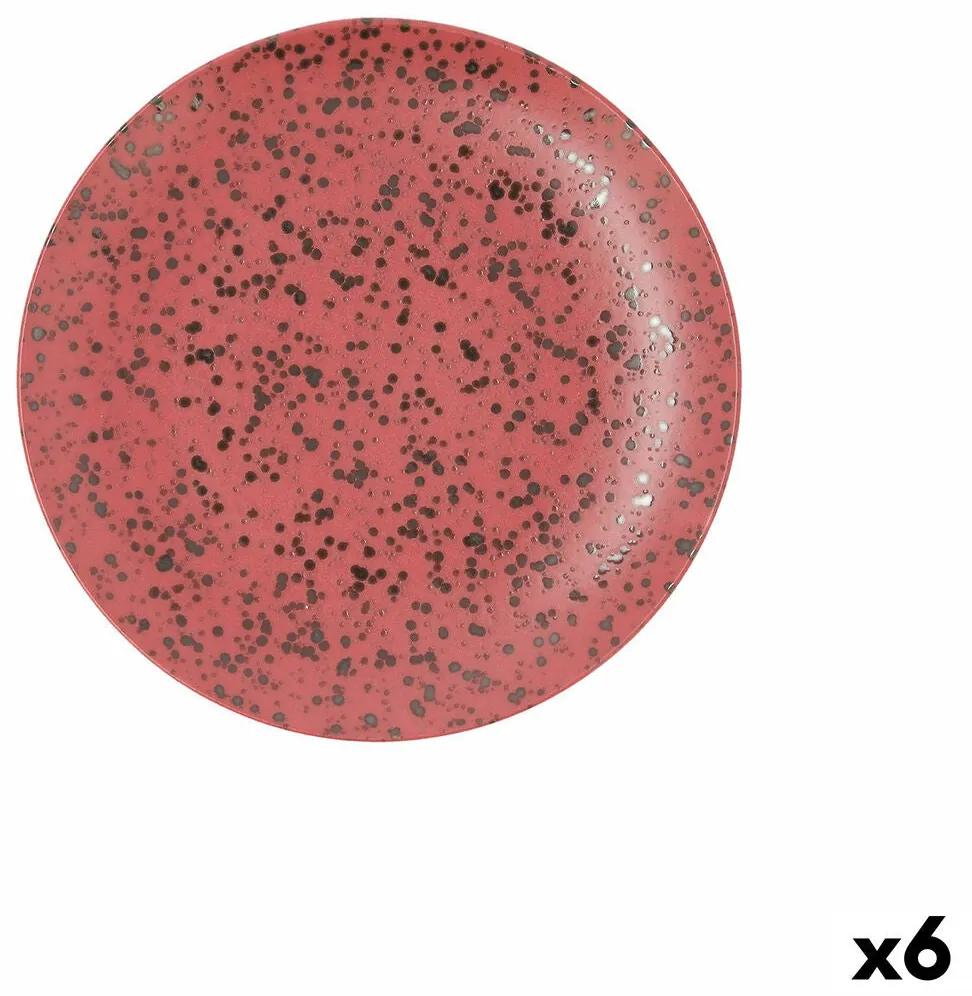 Piatto Piano Ariane Oxide Ceramica Rosso (Ø 24 cm) (6 Unità)