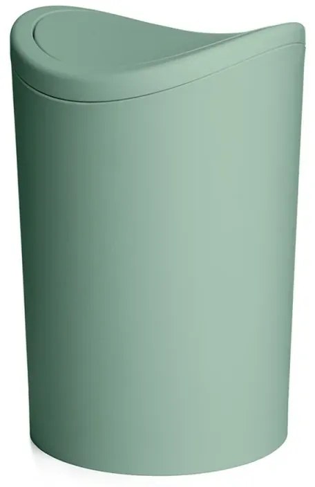 Pattumiera bagno in polipropilene verde 6 Lt con coperchio basculante