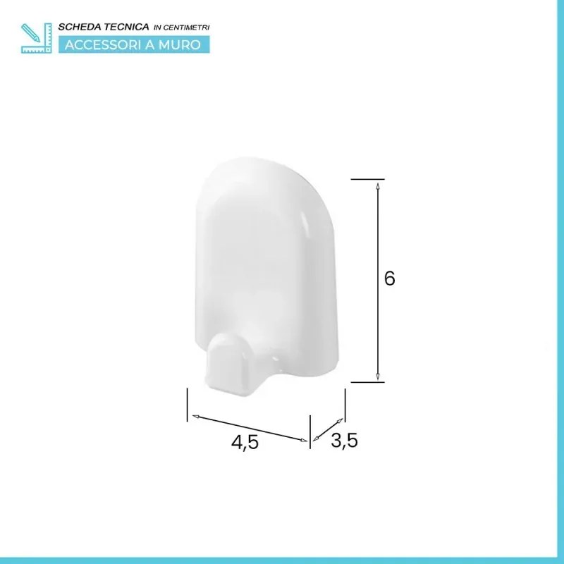 Set accessori a muro 7 pezzi in ABS bianco con doppio fissaggio Gioia