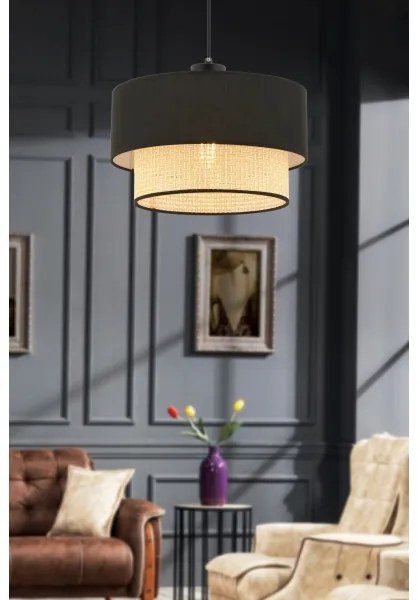 Lampadario a sospensione con cavo ECHO 1xE27/60W/230V nero/beige