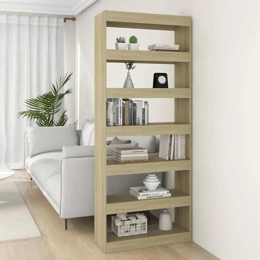 Libreria/divisorio rovere sonoma 80x30x198 cm in truciolato