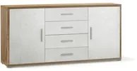 Madia 2 Ante 4 Cassetti 174x84x41 cm Noce Stelvio/Ossido Bianco