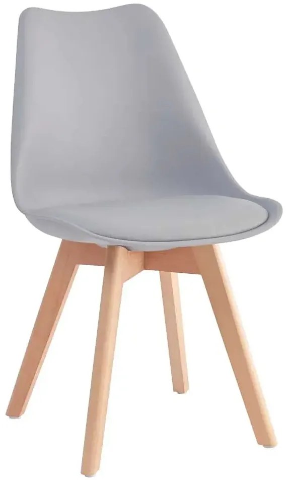 Sedia Nordik Wood in polipropilene con cuscino – Struttura in legno, grigia