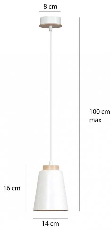 Lampadario a Sospensione in Acciaio e Legno BOLERO White Colore del corpo Bianco