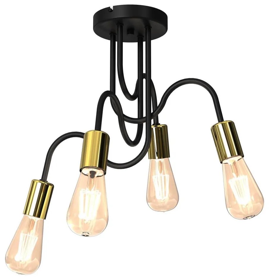 Lampadario a plafone DOW 4xE27/60W/230V nero/oro