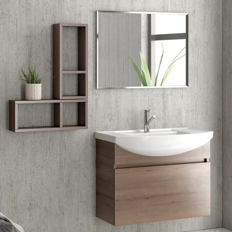 Mobile bagno 80 cm sospeso con cassetto scorrevole BN-80B - KAMALU