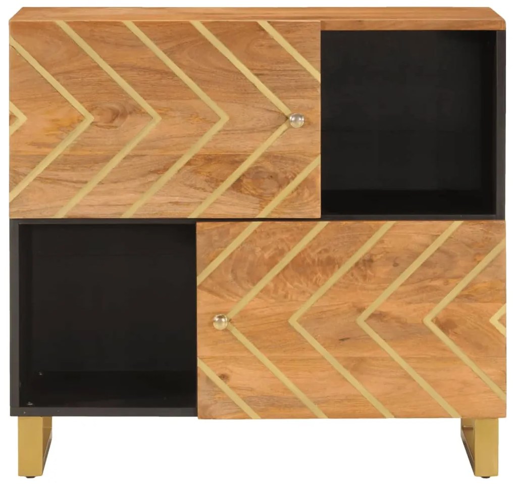 Credenza marrone e nera 80x33,5x75cm in legno massello di mango