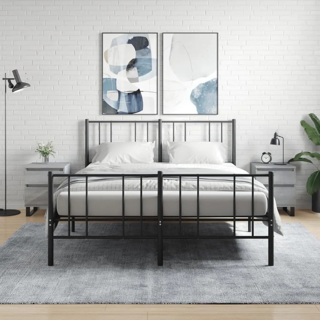 Comodini 2pz Grigio Sonoma 40x35x50 Cm İn Legno Multistrato /