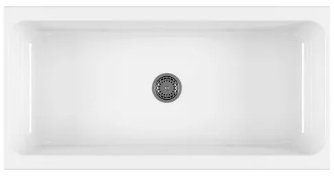 Lavabo a canale 120x45 cm in ceramica bianco lucido