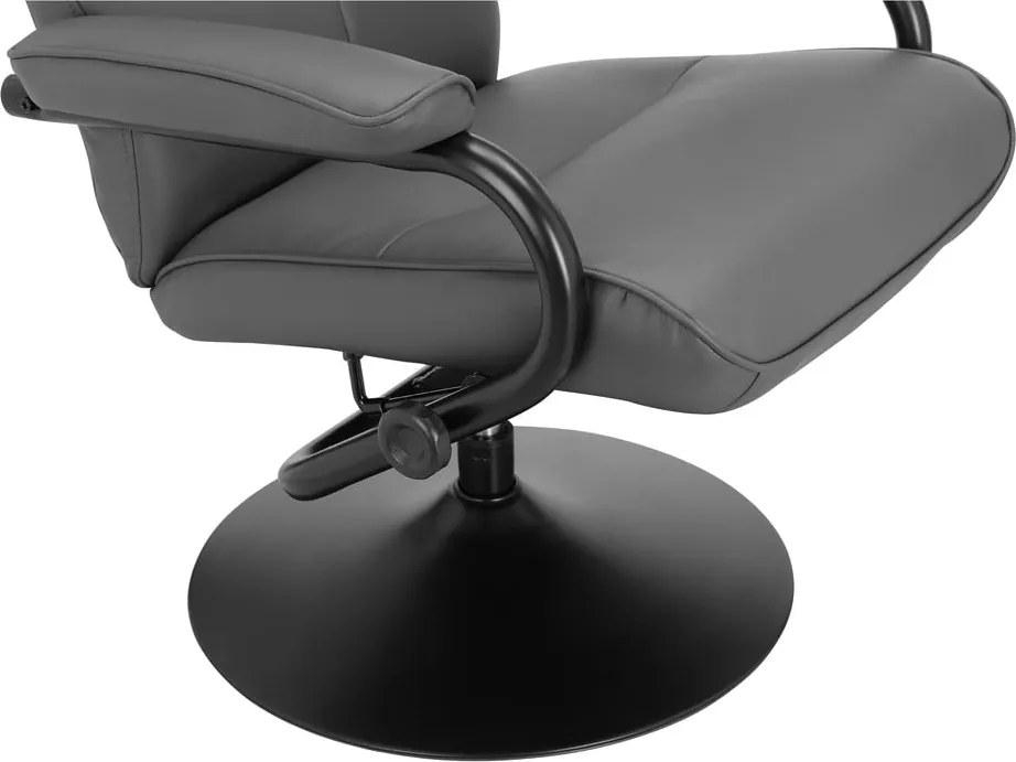 Poltrona relax grigia con poggiapiedi in similpelle Istad - Støraa