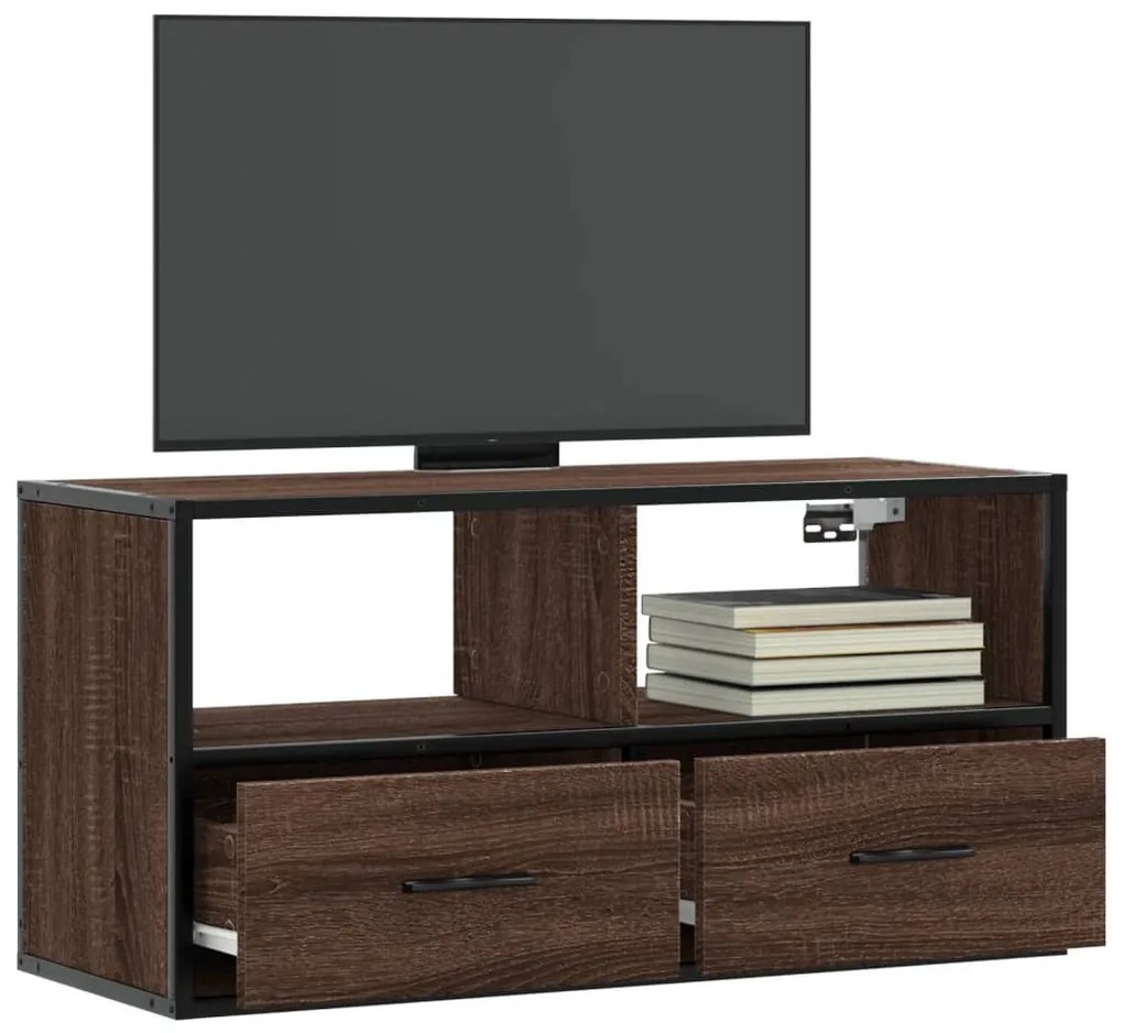 Mobile Tv Rovere Marrone 80x31x39,5cm Legno Multistrato Metallo /