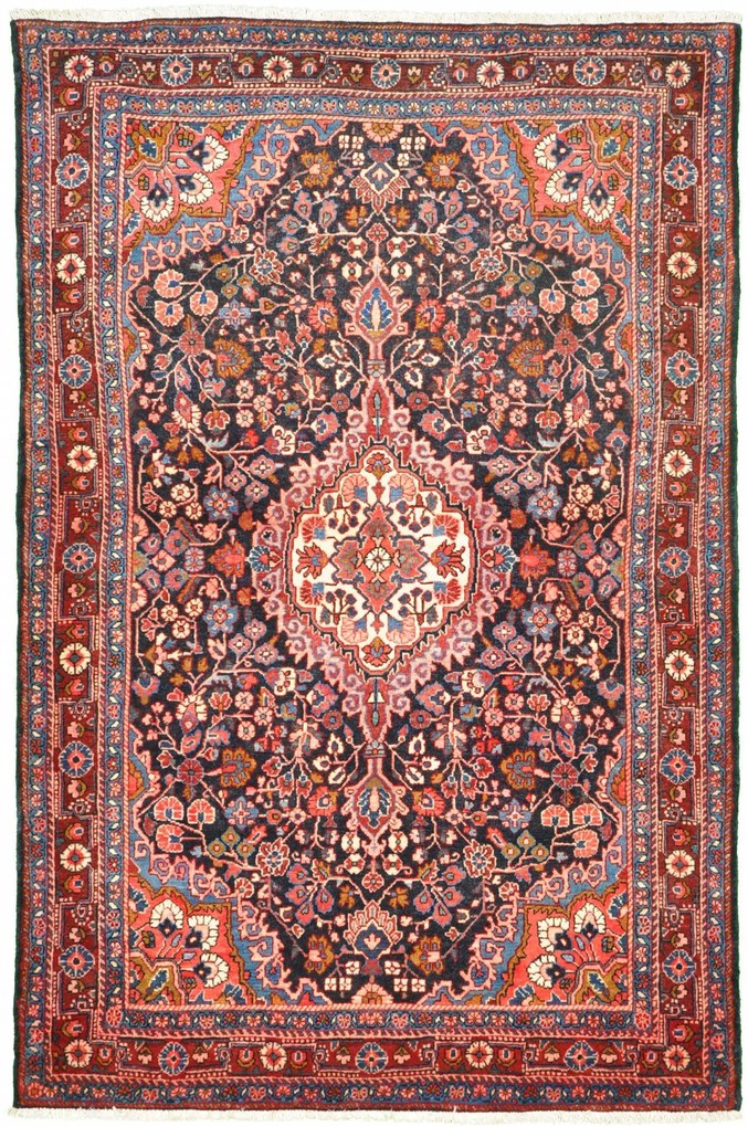 Malayer Tappeto 160x100 Blu (Iran) Annodato A Mano